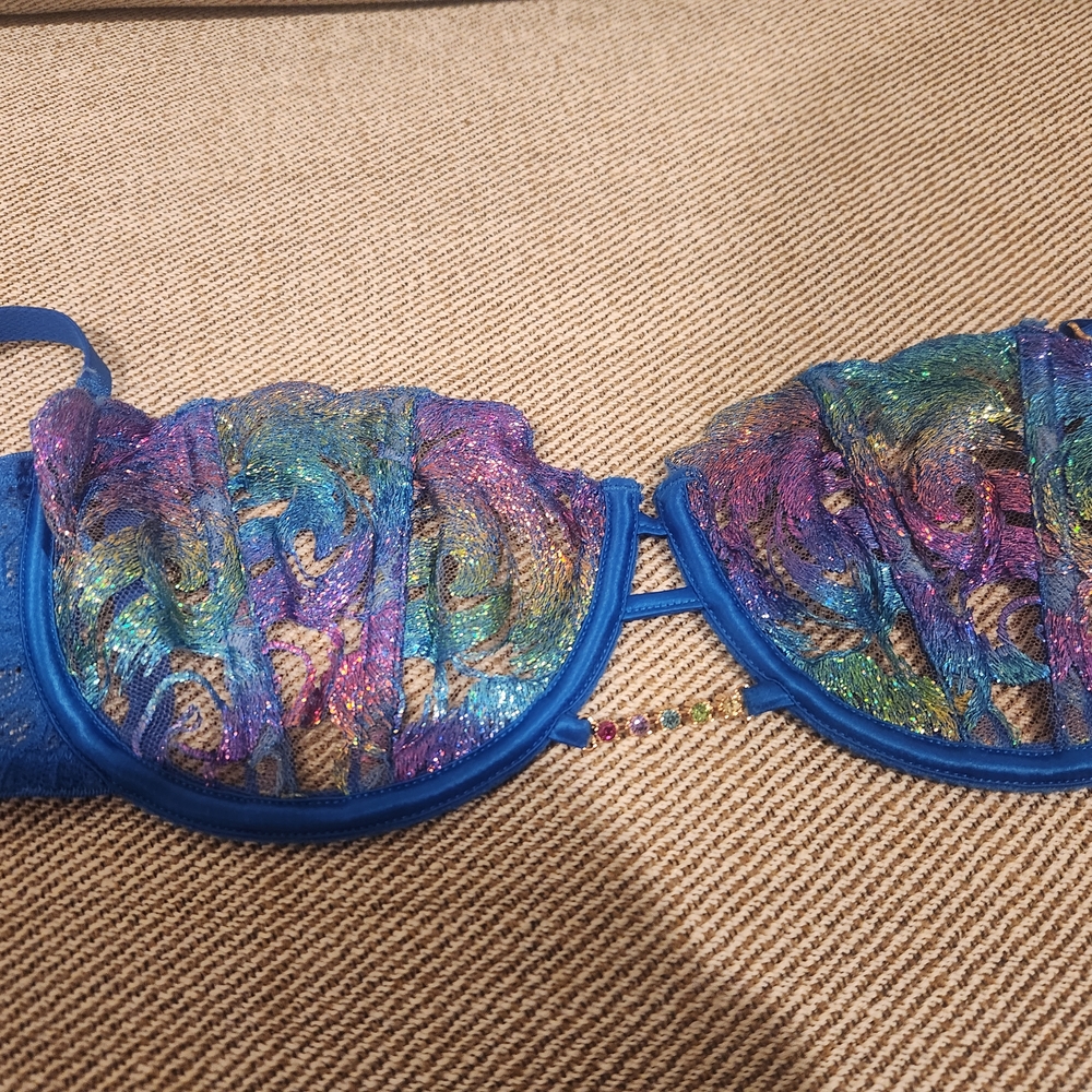 Honey Birdette Delphine Blue Lace Bra